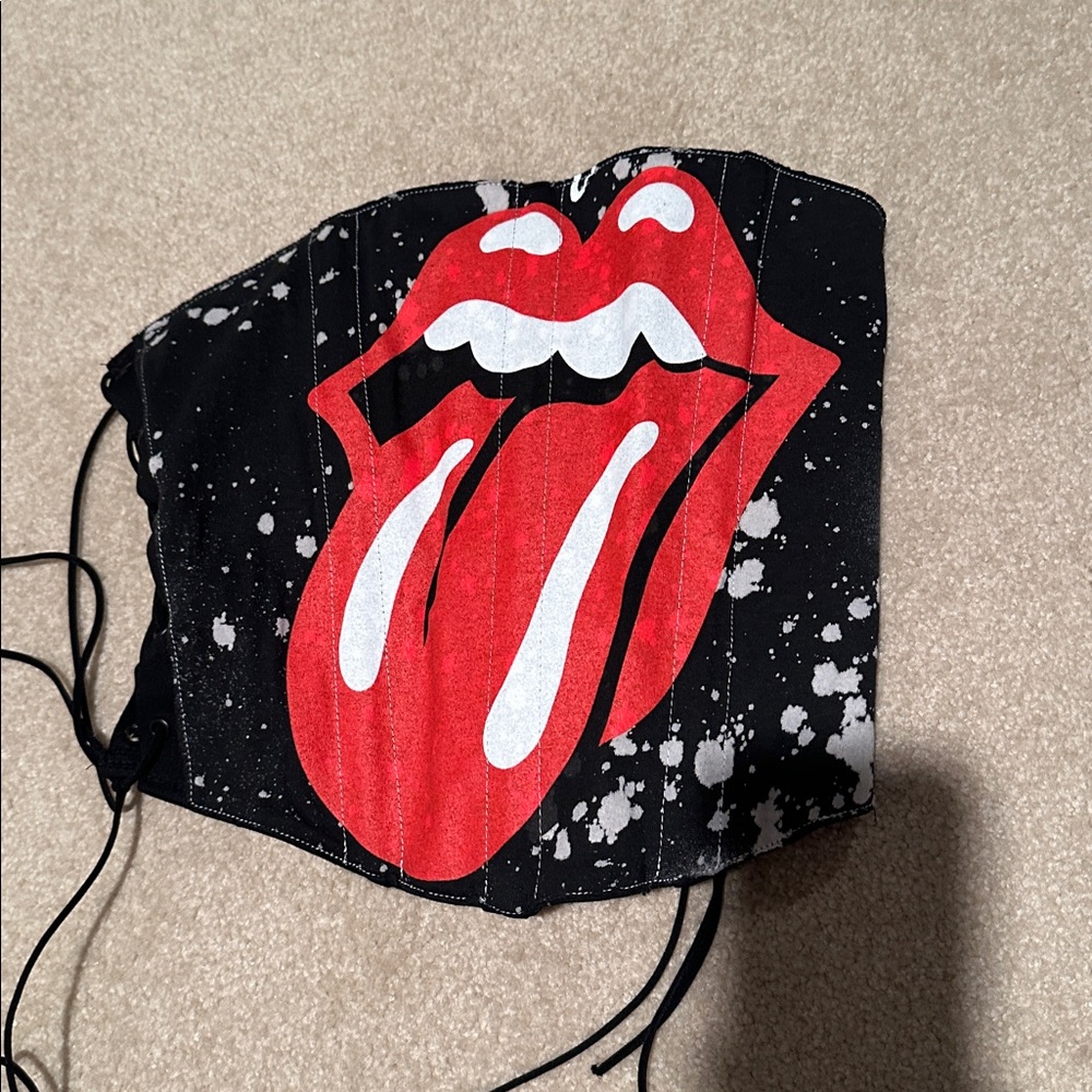 Red and Black corset Rolling Stones tongue